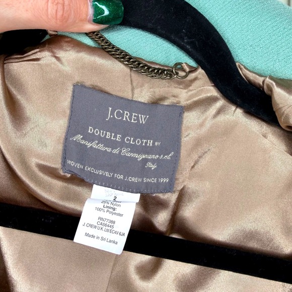 J.Crew Double Cloth Wool Blend Trench Coat Size 2 Aqua Teal Heavy Jacket - Picture 4 of 5